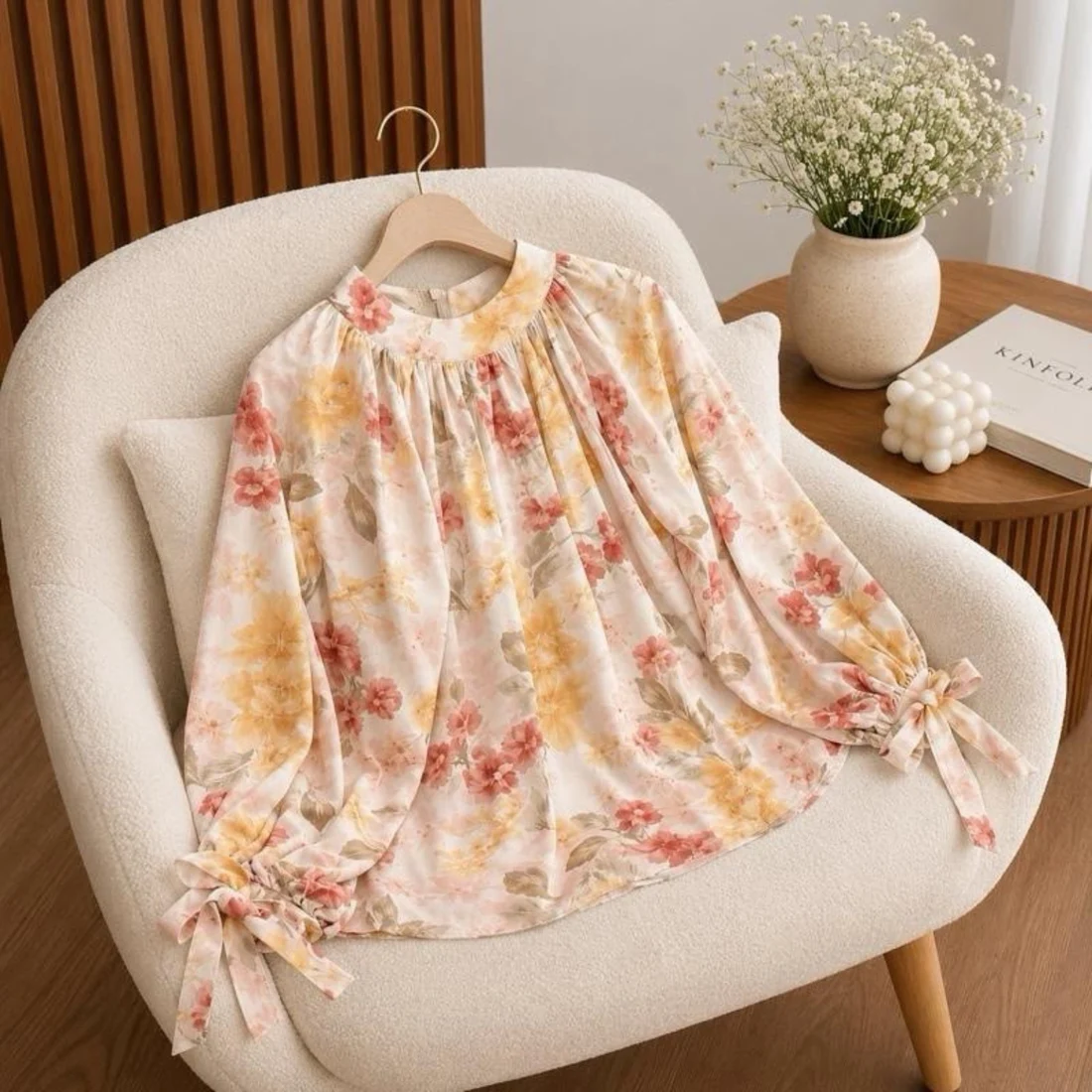 Tie-Cuff Blouse · Garden Floral